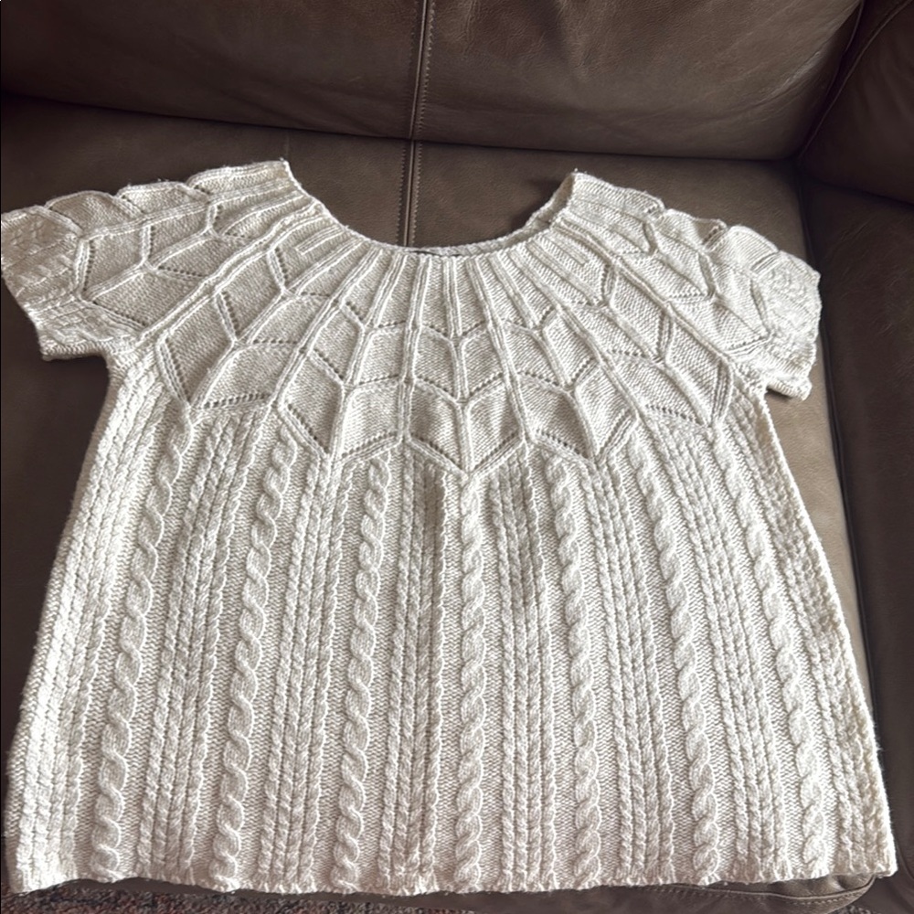 Tommy Bahama White Crew Neck Cable Knit Sweater